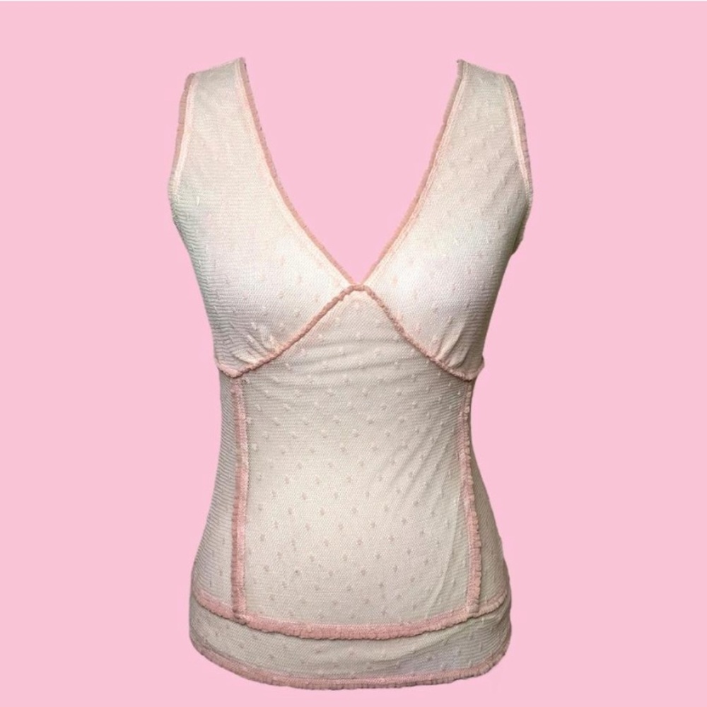 Vintage baby pink mesh top